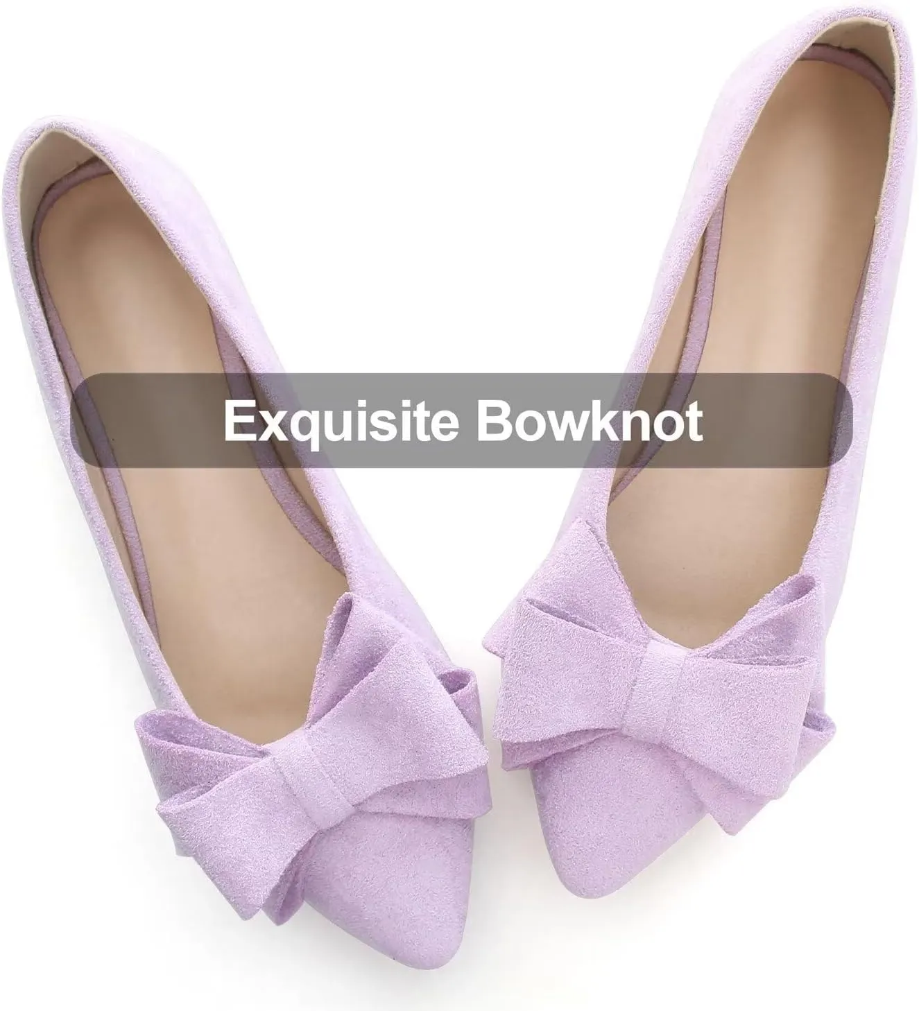 Hee grand Flats for Women Dressy Pointy Toe Ballet Flats Lightweight Foldable Slip on Loafers Soft Leather Comfortable Work Flats
