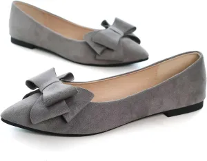 Hee grand Flats for Women Dressy Pointy Toe Ballet Flats Lightweight Foldable Slip on Loafers Soft Leather Comfortable Work Flats