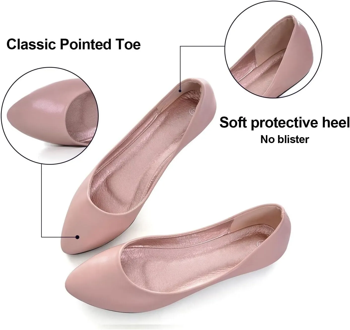 Hee grand Flats for Women Dressy Pointy Toe Ballet Flats Lightweight Foldable Slip on Loafers Soft Leather Comfortable Work Flats