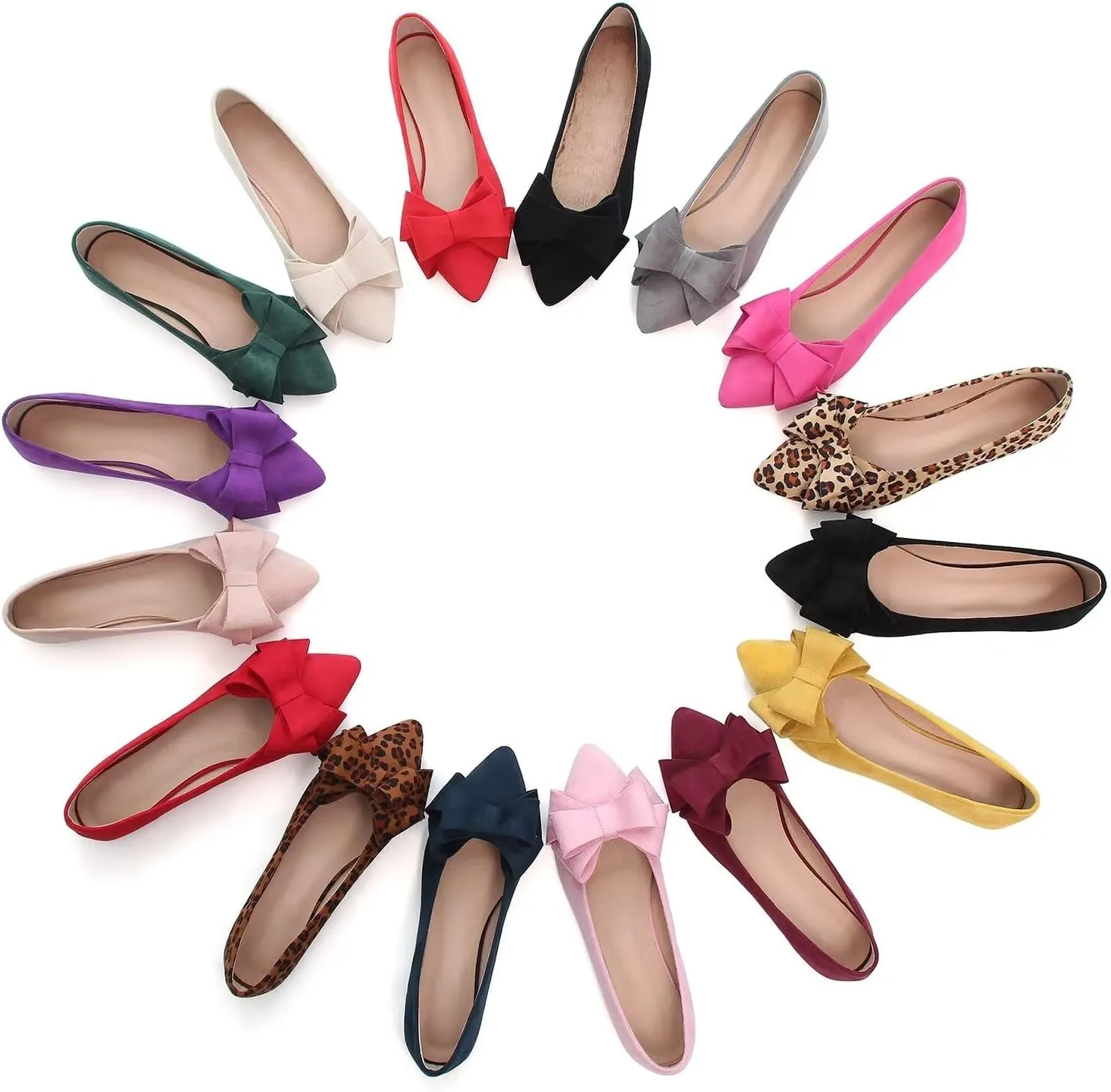 Hee grand Flats for Women Dressy Pointy Toe Ballet Flats Lightweight Foldable Slip on Loafers Soft Leather Comfortable Work Flats