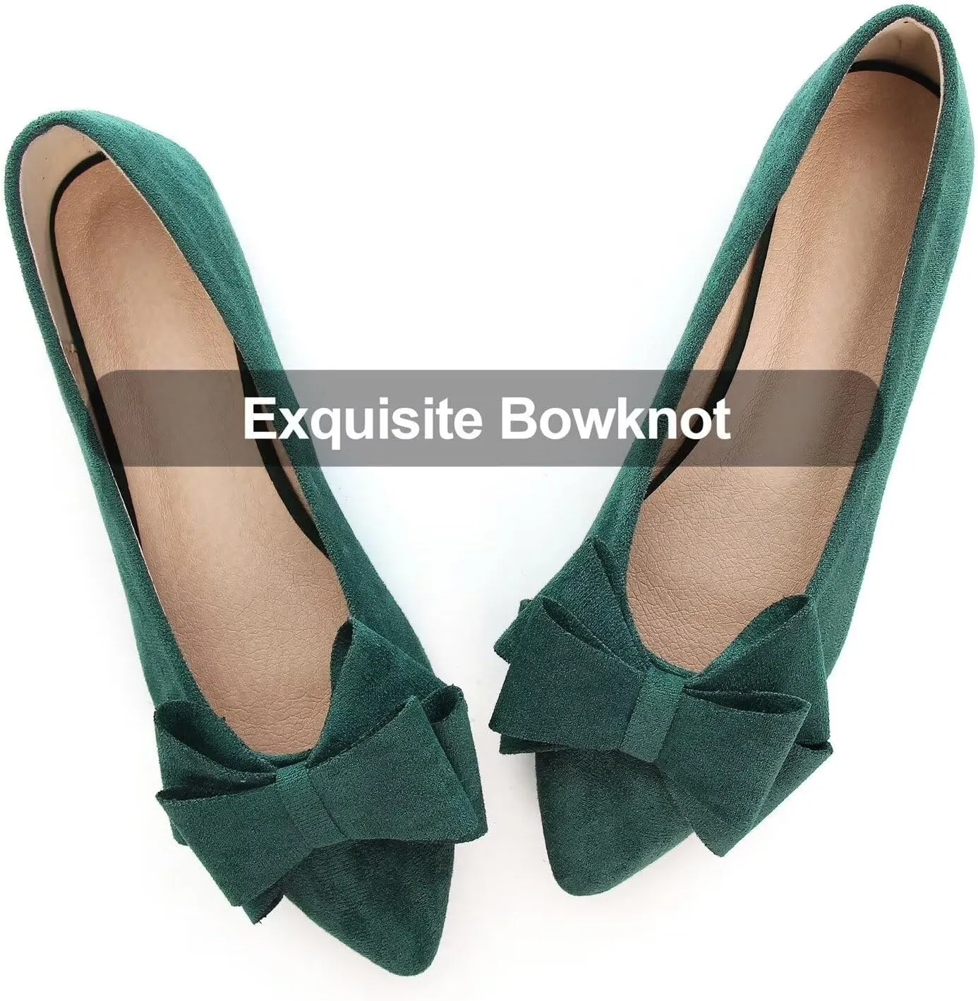 Hee grand Flats for Women Dressy Pointy Toe Ballet Flats Lightweight Foldable Slip on Loafers Soft Leather Comfortable Work Flats