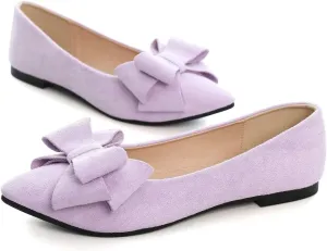 Hee grand Flats for Women Dressy Pointy Toe Ballet Flats Lightweight Foldable Slip on Loafers Soft Leather Comfortable Work Flats