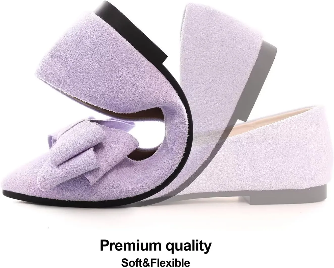 Hee grand Flats for Women Dressy Pointy Toe Ballet Flats Lightweight Foldable Slip on Loafers Soft Leather Comfortable Work Flats