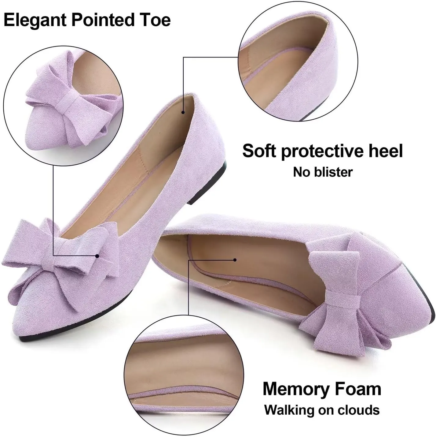 Hee grand Flats for Women Dressy Pointy Toe Ballet Flats Lightweight Foldable Slip on Loafers Soft Leather Comfortable Work Flats