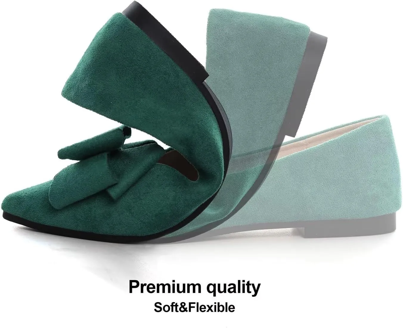 Hee grand Flats for Women Dressy Pointy Toe Ballet Flats Lightweight Foldable Slip on Loafers Soft Leather Comfortable Work Flats