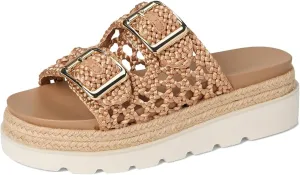 heelchic Platform Sandals Women, Chunky Platform Wedges with Arch Support, Big Buckle Casual Open Toe Slide Sandals