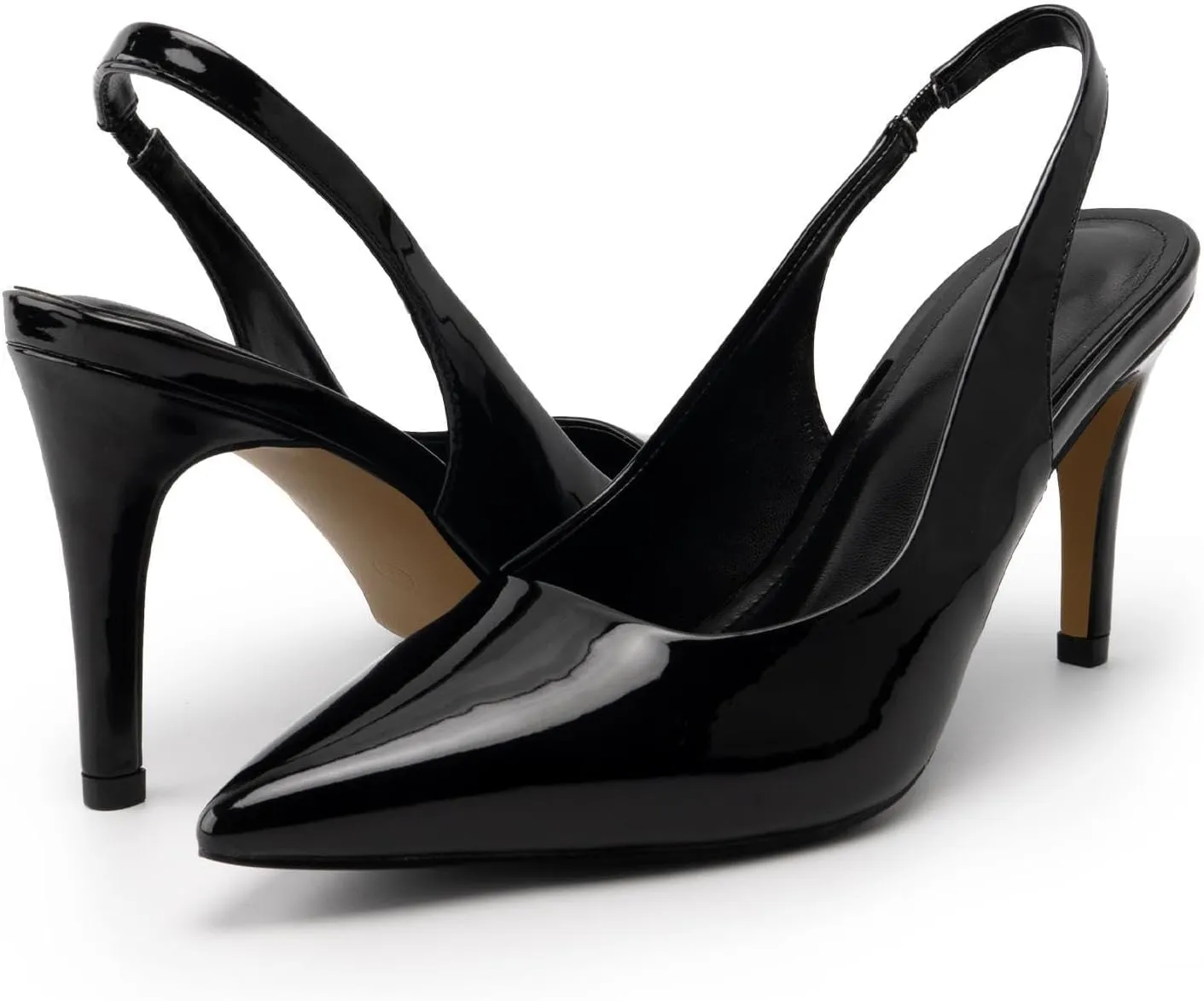 heelchic Slingback Heels for Women Pointed Toe Stiletto Heel Closed Toe Pumps Slip on High Heels 2.95 inch Dress Pumps