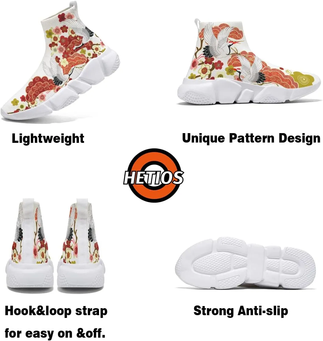 Hetios Mens Fashion Sock Sneakers Womens Walking Shoes Bird Painted Comfort Soft