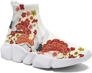 Hetios Mens Fashion Sock Sneakers Womens Walking Shoes Bird Painted Comfort Soft