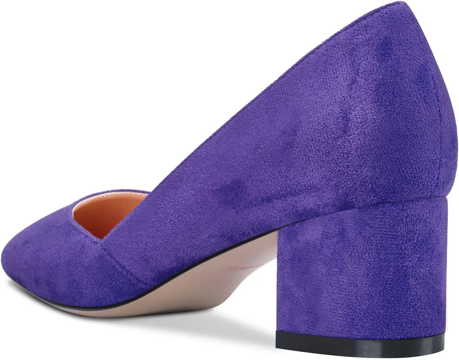 HEUIVZAR Pumps for Women Slip-on Round Toe Block Chunky Low Heel Shopping Vacation Classic Suede 2 Inch