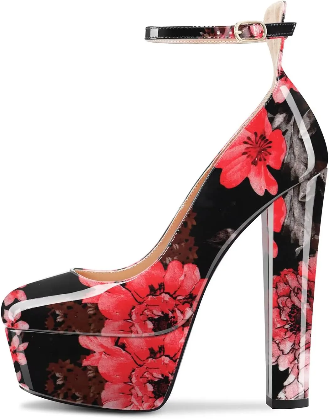 HEUIVZAR Women High Platform Chunky Block Heel Close Toe Pumps Ankle Strap Party Dress 5.9 Inches Heels