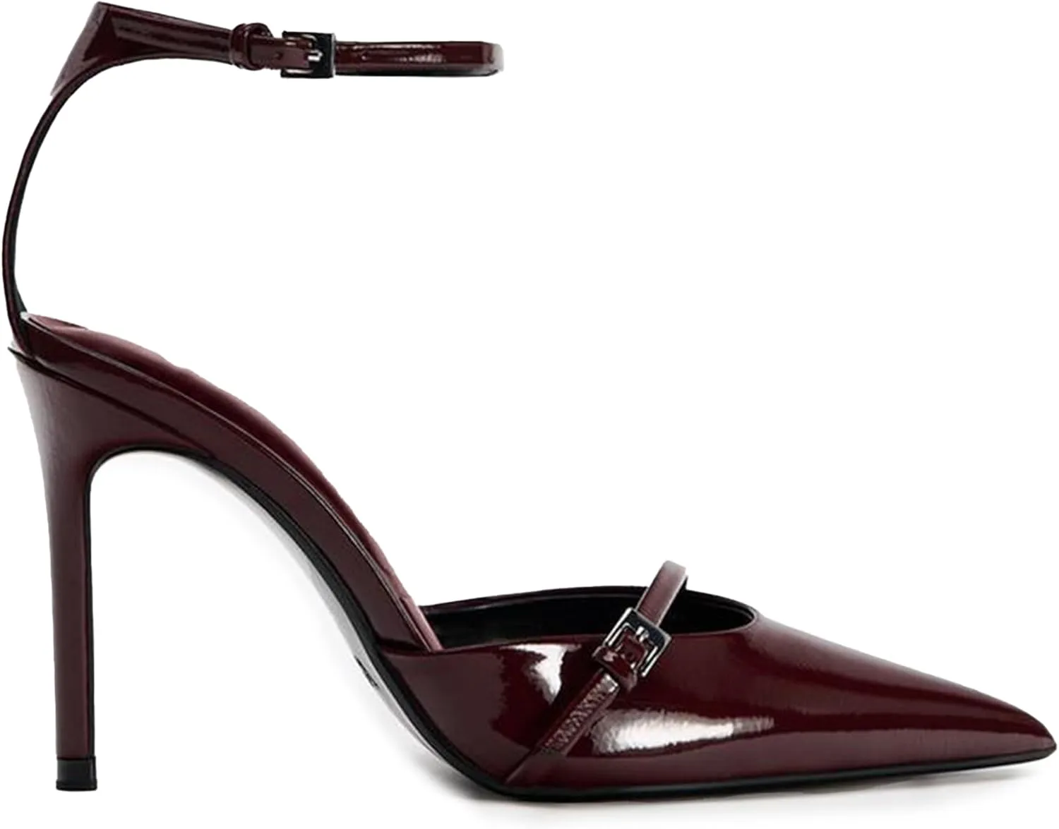 High Heels for Women Closed Pointed Toe Stiletto Buckled Ankle Strap Pumps Wedding Dress Shoes