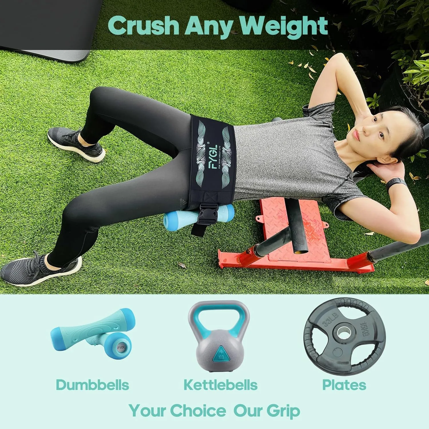 Hip-Thrust-Belt, Foldable Design, Slip-Resistant Padding, Supports 300 lbs, Ideal for Glutes Training with Dumbbells, Kettlebells & Plates, Great for Gym & Home Hip Thrust Workouts