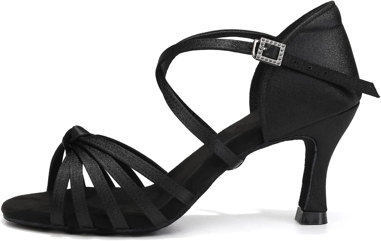 HIPPOSEUS Women's Satin Latin Dance Shoes Professional Ballroom Salsa Practice Performance Dance Shoes with High Heel