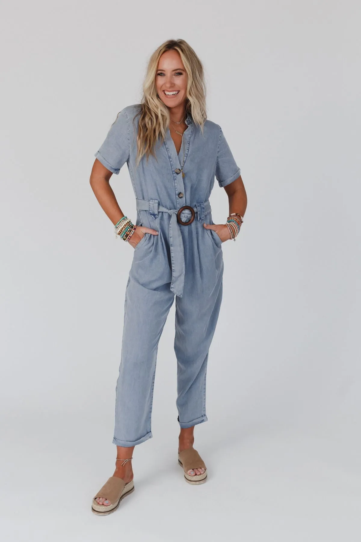 Hit The Hills Denim Jumpsuit - Denim