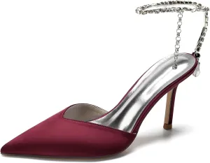 HNVAVQ Pumps Pointed Toe High Heels for Women Sexy Stiletto Heels Closed Toe Slip On Pumps Office Party Prom Dress Wedding Shoes