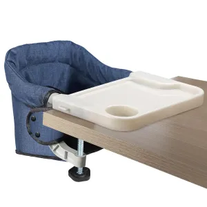 Hook On High Chair with Removable Dining Tray,Folding Portable Clip on Table High Chair,Baby Chair with Storage Bag for Indoor/Outdoor (Navy Blue)
