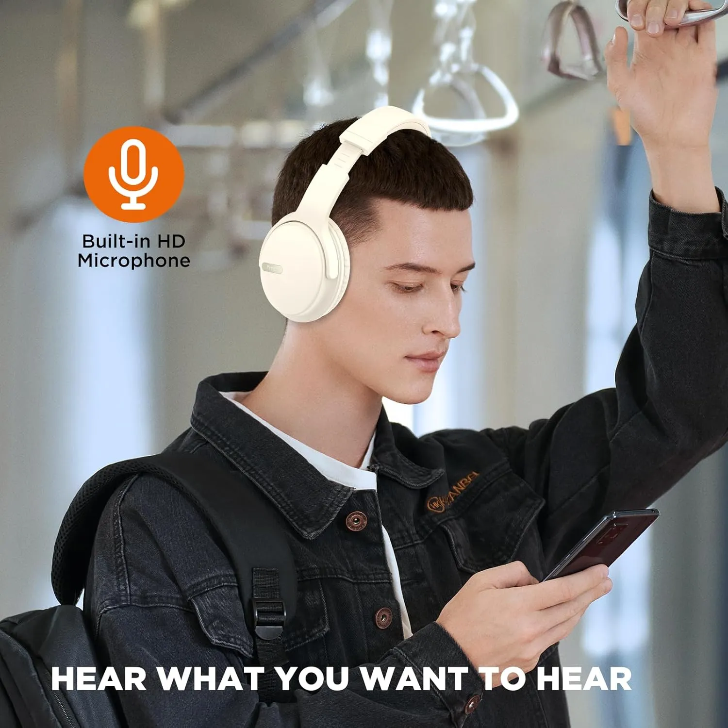 HTC Wireless Headphones Bluetooth 5.3 Earphone, Over Ear Bluetooth Headphones with Built-in Mic - 40Hours Playtime, Foldable Stereo Wireless Headset for Call Noise Cancellation, Travel, Home, Office