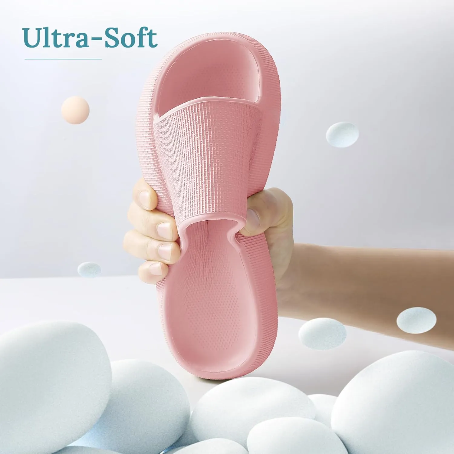 HUXMEYSON Cloud Slippers for Women and Men, Pillow Slippers Super Soft, Thick Sole Slides for Women with Anti-Skid Sole