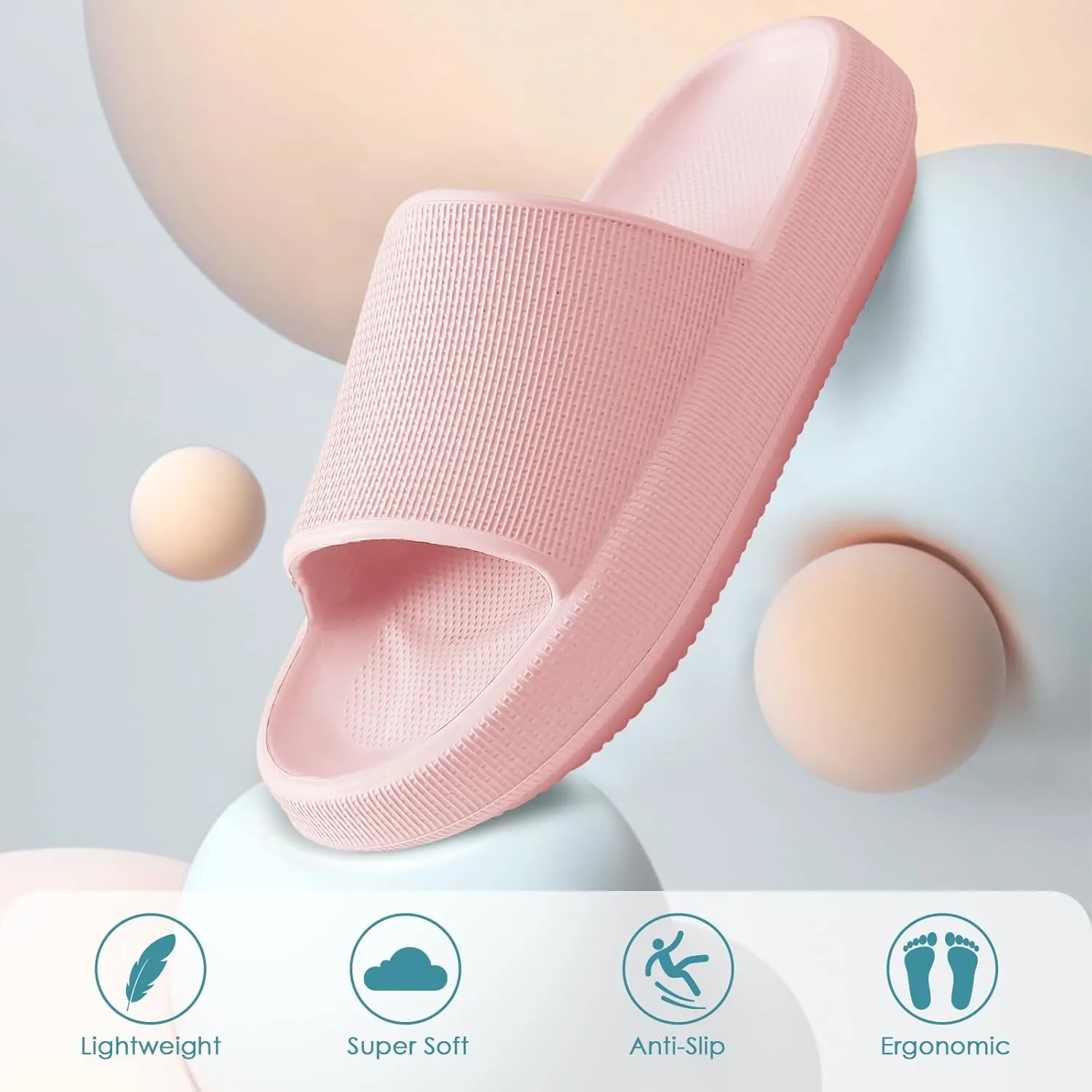 HUXMEYSON Cloud Slippers for Women and Men, Pillow Slippers Super Soft, Thick Sole Slides for Women with Anti-Skid Sole