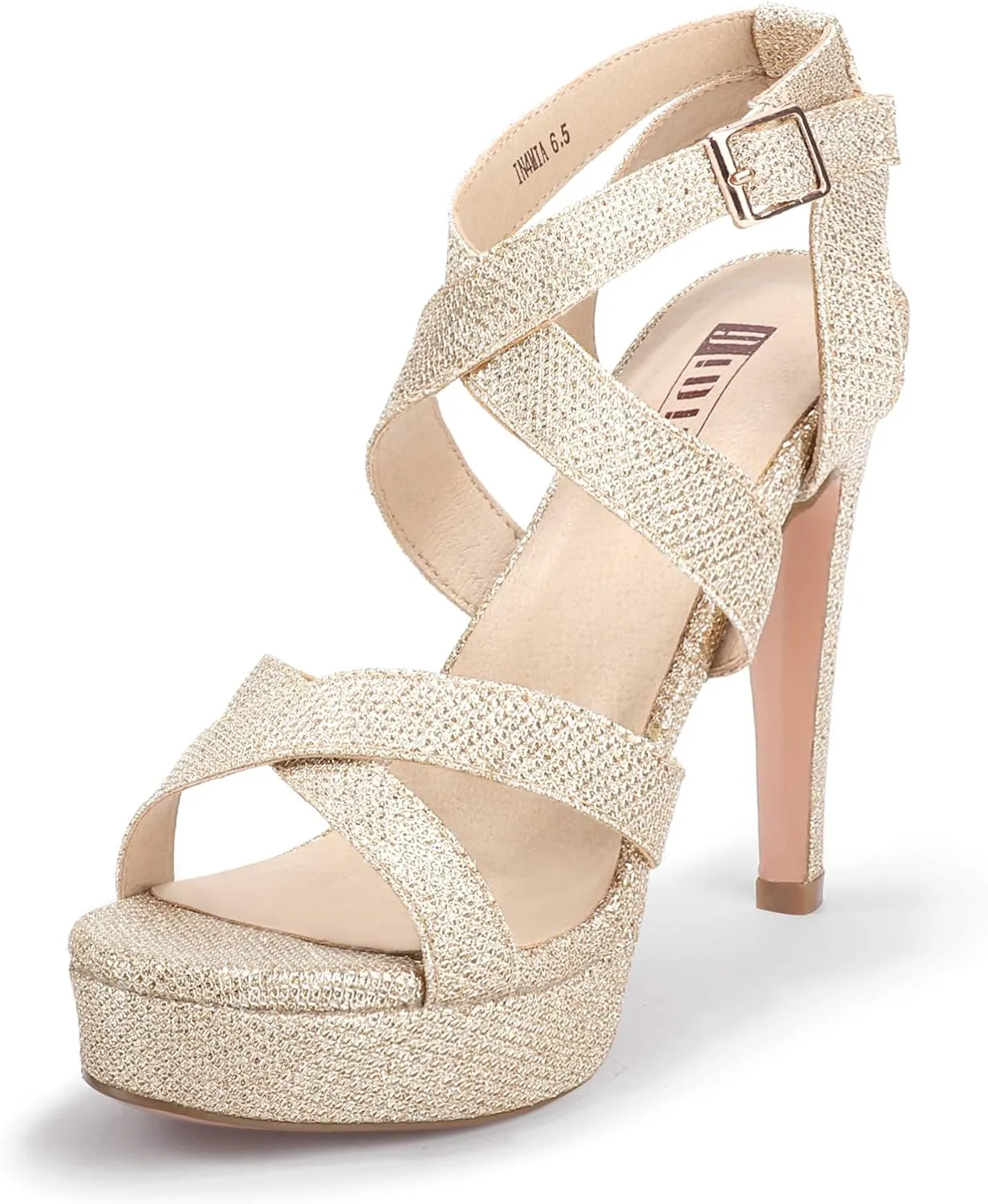 IDIFU Women's Dress Platform High Heels Strappy Heeled Sandals Open Toe Ankle Strap Shoes for Women Wedding Bridal Homecoming
