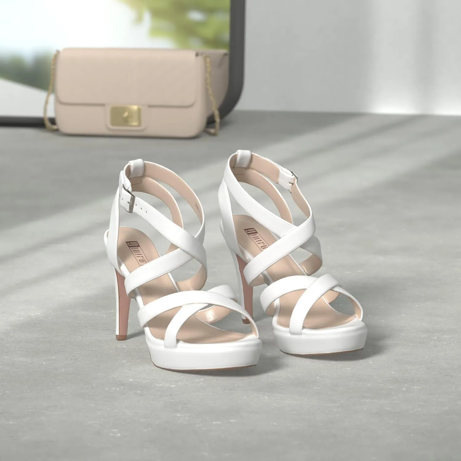 IDIFU Women's Dress Platform High Heels Strappy Heeled Sandals Open Toe Ankle Strap Shoes for Women Wedding Bridal Homecoming