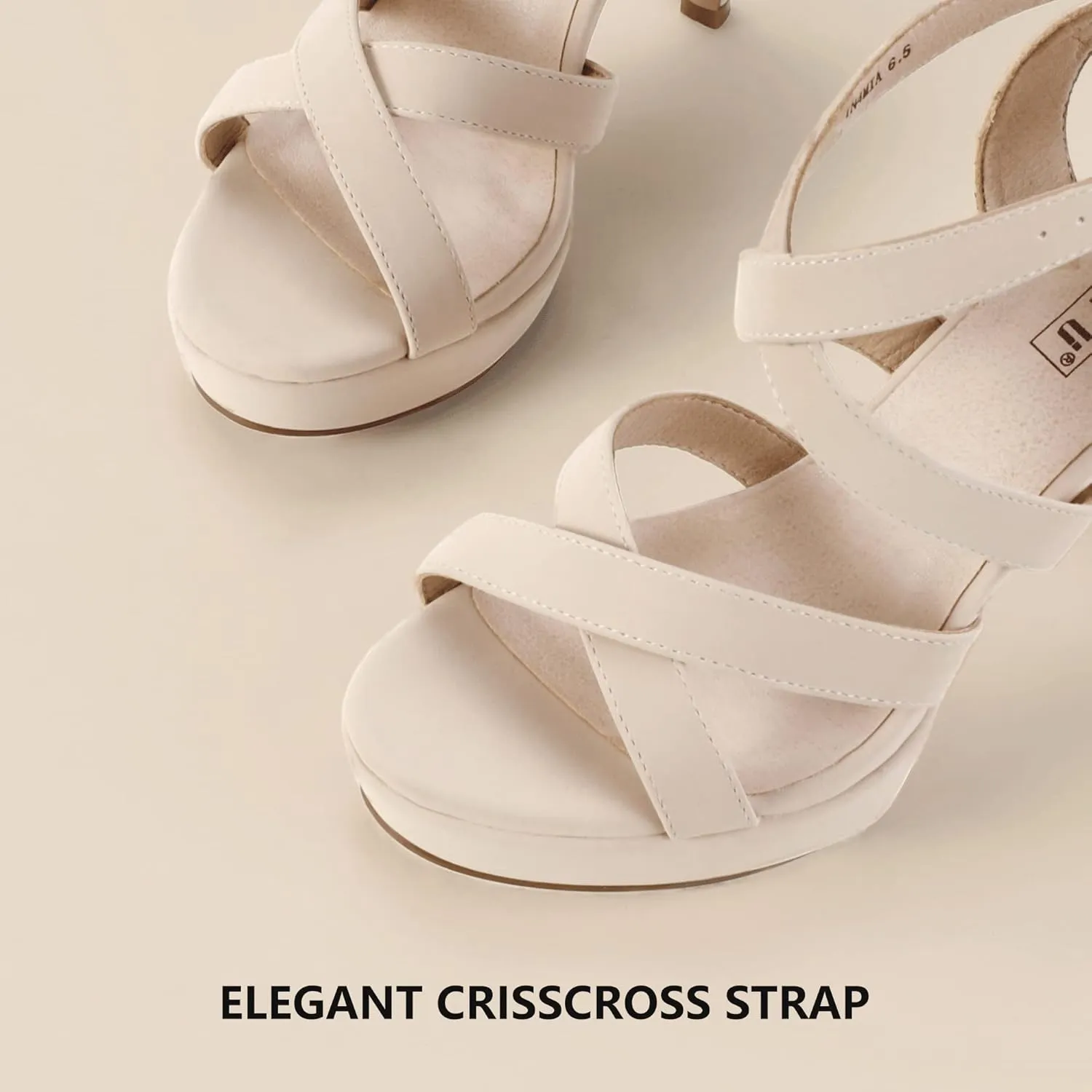 IDIFU Women's Dress Platform High Heels Strappy Heeled Sandals Open Toe Ankle Strap Shoes for Women Wedding Bridal Homecoming