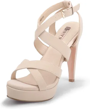 IDIFU Women's Dress Platform High Heels Strappy Heeled Sandals Open Toe Ankle Strap Shoes for Women Wedding Bridal Homecoming