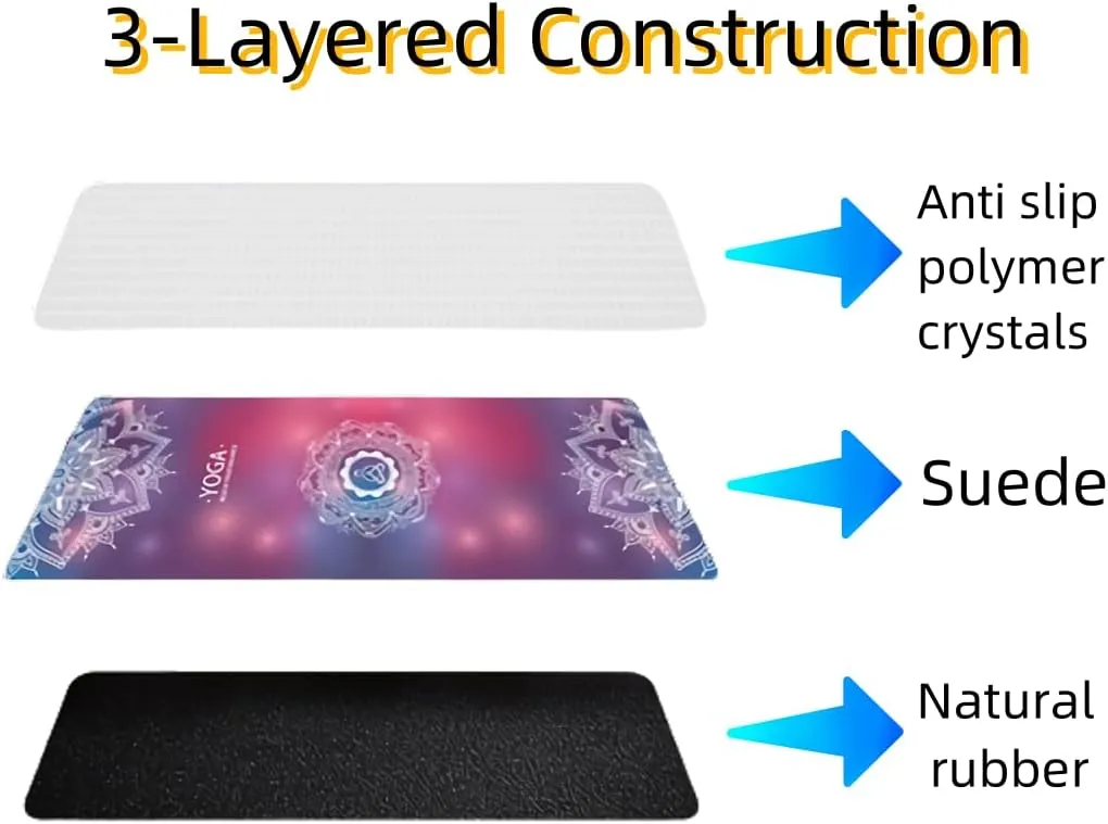 IEADEN Travel Yoga Mat - Foldable & Lightweight, Eco-Friendly Yoga Mat with Carrying Bag | Non-Slip & Absorbent Suede Mat, Ideal for Yoga, Pilates, Hot Yoga, Workout - 72"L x 26"W x 1.5mm Thick