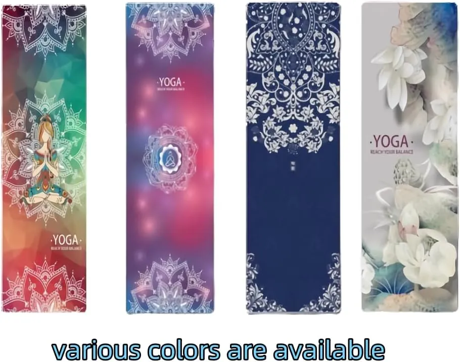 IEADEN Travel Yoga Mat - Foldable & Lightweight, Eco-Friendly Yoga Mat with Carrying Bag | Non-Slip & Absorbent Suede Mat, Ideal for Yoga, Pilates, Hot Yoga, Workout - 72"L x 26"W x 1.5mm Thick