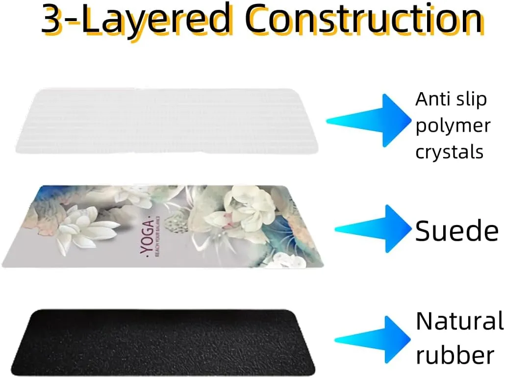 IEADEN Travel Yoga Mat - Foldable & Lightweight, Eco-Friendly Yoga Mat with Carrying Bag | Non-Slip & Absorbent Suede Mat, Ideal for Yoga, Pilates, Hot Yoga, Workout - 72"L x 26"W x 1.5mm Thick