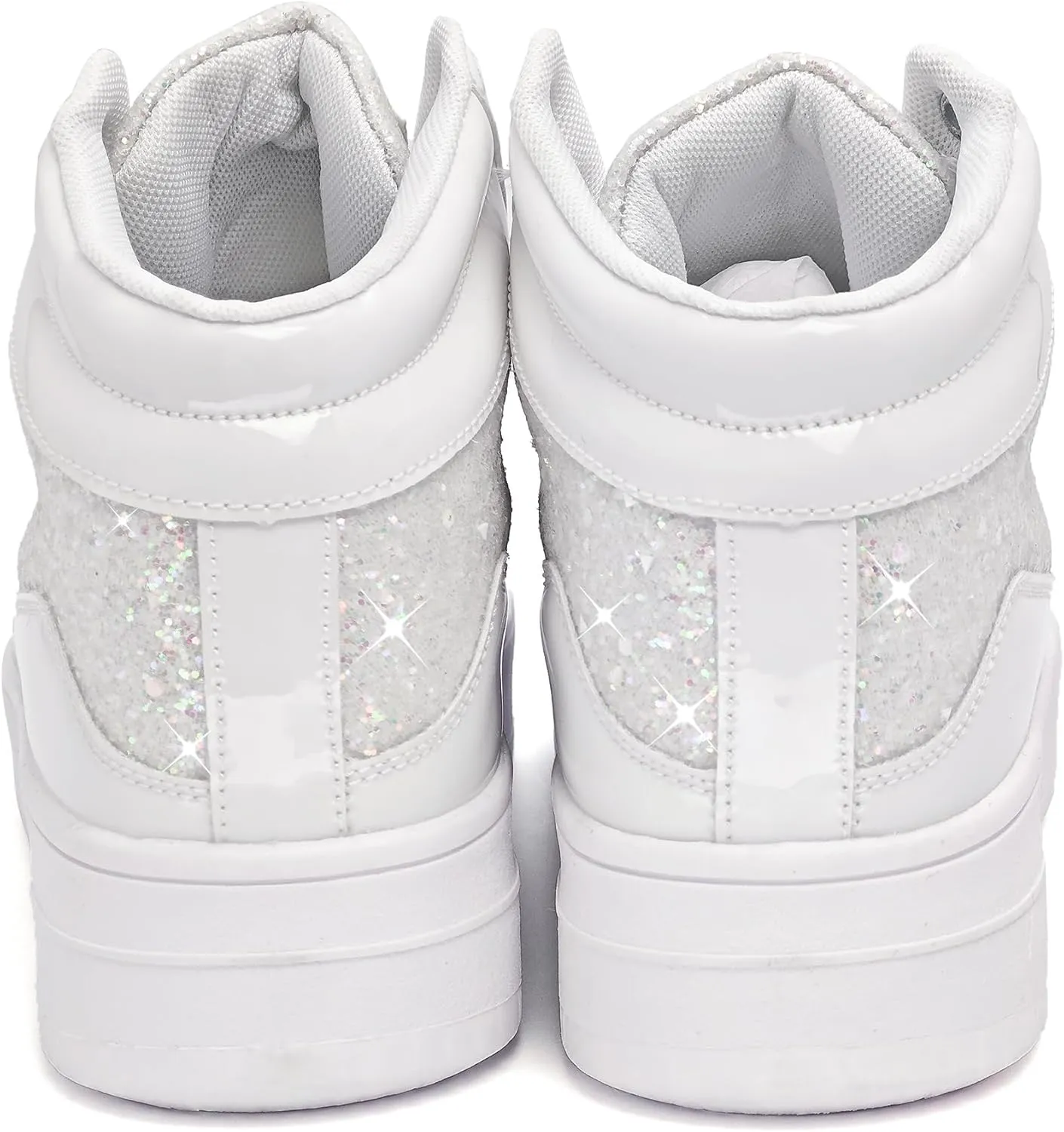 IGxx Womens Platform Glitter Shoes Black High Top Sparkly Sneakers Shiny Fashion Bling Dressy Sequin Metallic Sneakers Disco Wedding Shoes