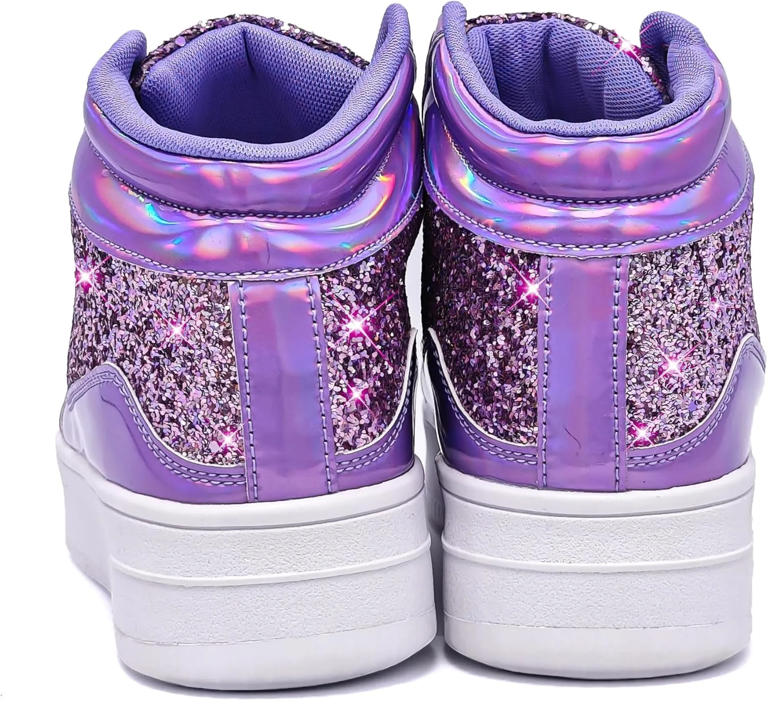 IGxx Womens Platform Glitter Shoes Black High Top Sparkly Sneakers Shiny Fashion Bling Dressy Sequin Metallic Sneakers Disco Wedding Shoes