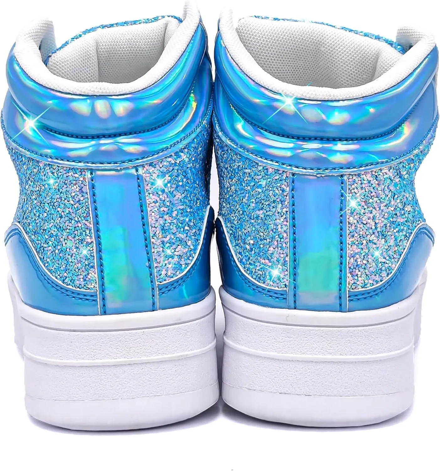 IGxx Womens Platform Glitter Shoes Black High Top Sparkly Sneakers Shiny Fashion Bling Dressy Sequin Metallic Sneakers Disco Wedding Shoes