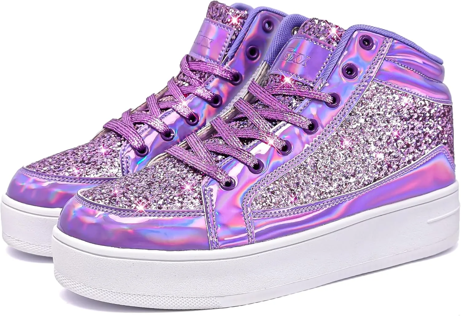 IGxx Womens Platform Glitter Shoes Black High Top Sparkly Sneakers Shiny Fashion Bling Dressy Sequin Metallic Sneakers Disco Wedding Shoes