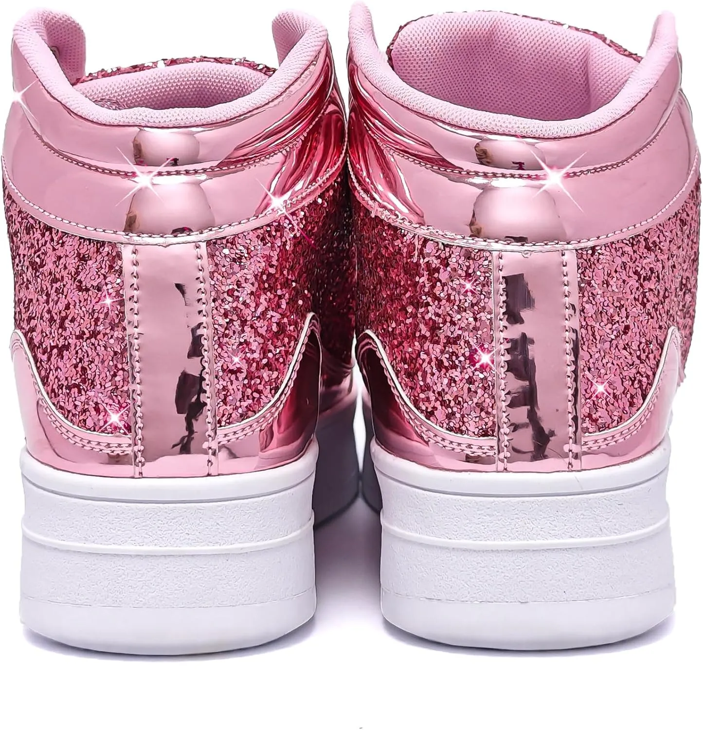 IGxx Womens Platform Glitter Shoes Black High Top Sparkly Sneakers Shiny Fashion Bling Dressy Sequin Metallic Sneakers Disco Wedding Shoes