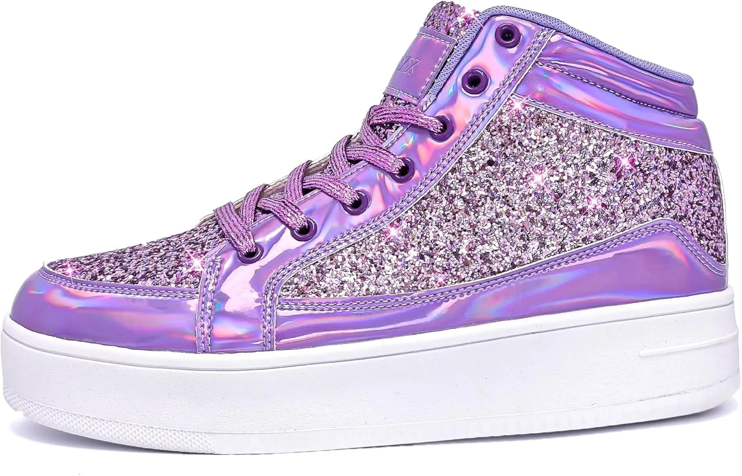 IGxx Womens Platform Glitter Shoes Black High Top Sparkly Sneakers Shiny Fashion Bling Dressy Sequin Metallic Sneakers Disco Wedding Shoes