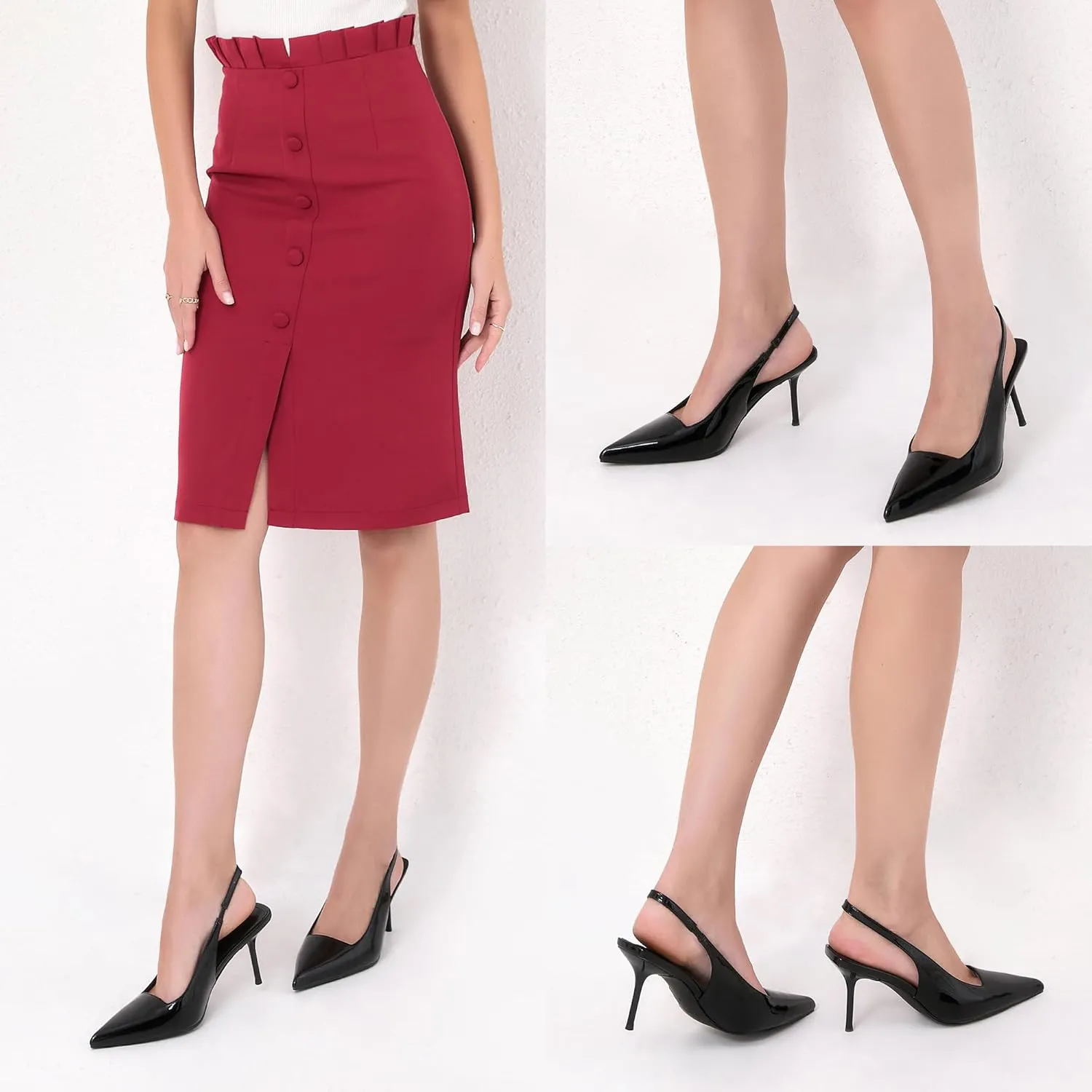 iiimmu Minimalist Heels for Women 3.5 Inch Stiletto Slingback Pumps, Faux Patent