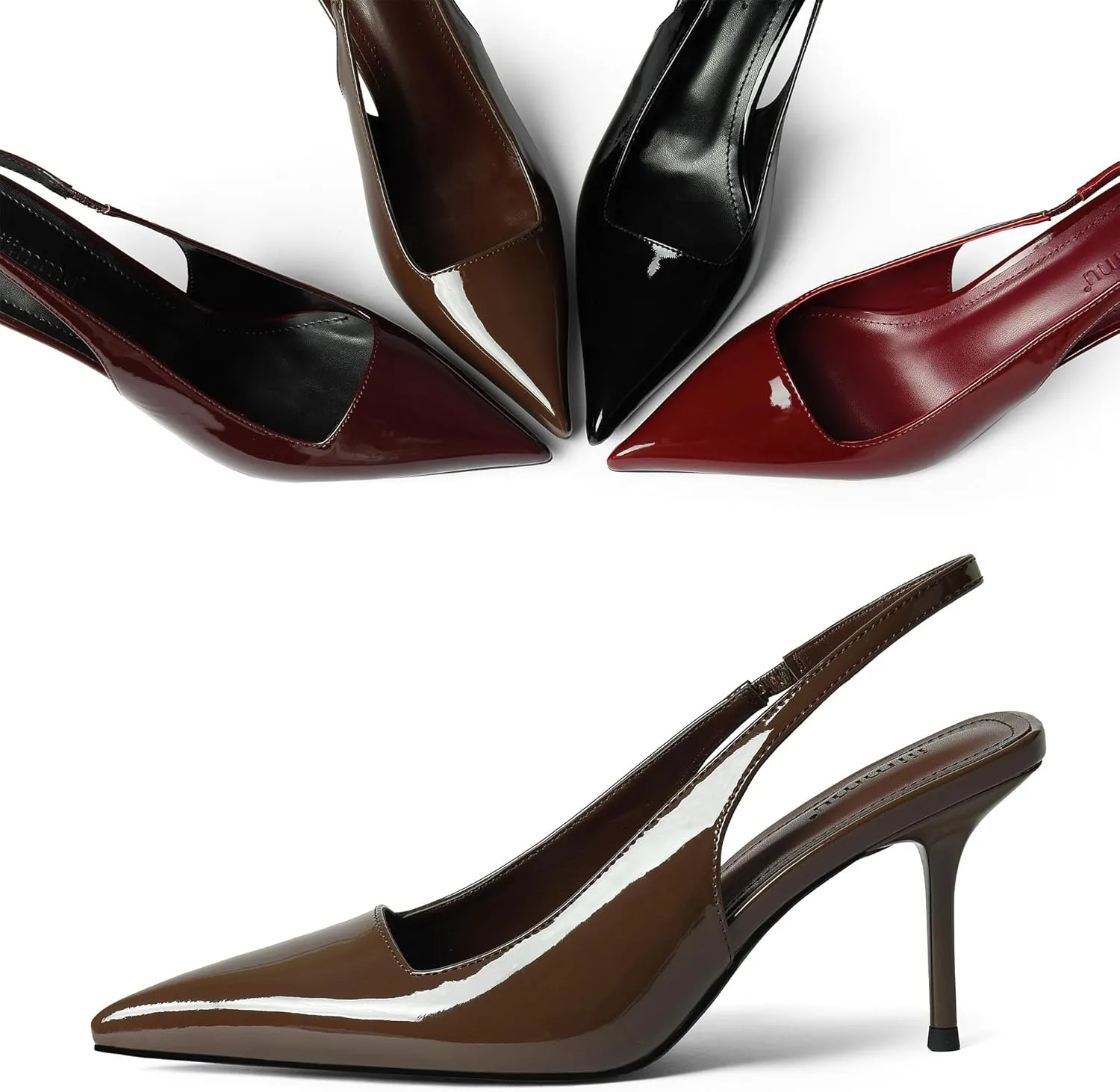 iiimmu Minimalist Heels for Women 3.5 Inch Stiletto Slingback Pumps, Faux Patent