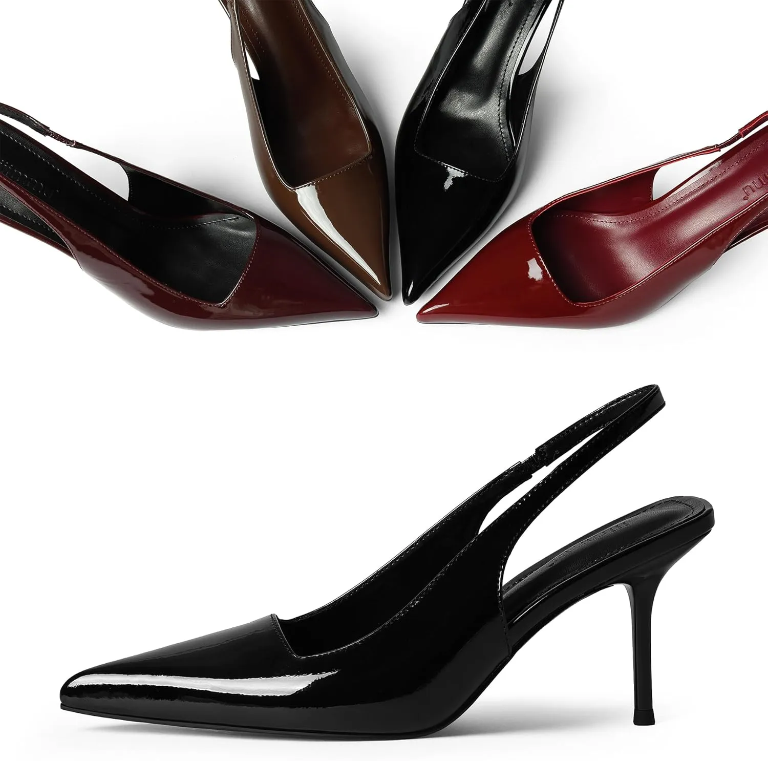 iiimmu Minimalist Heels for Women 3.5 Inch Stiletto Slingback Pumps, Faux Patent