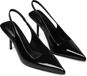 iiimmu Minimalist Heels for Women 3.5 Inch Stiletto Slingback Pumps, Faux Patent
