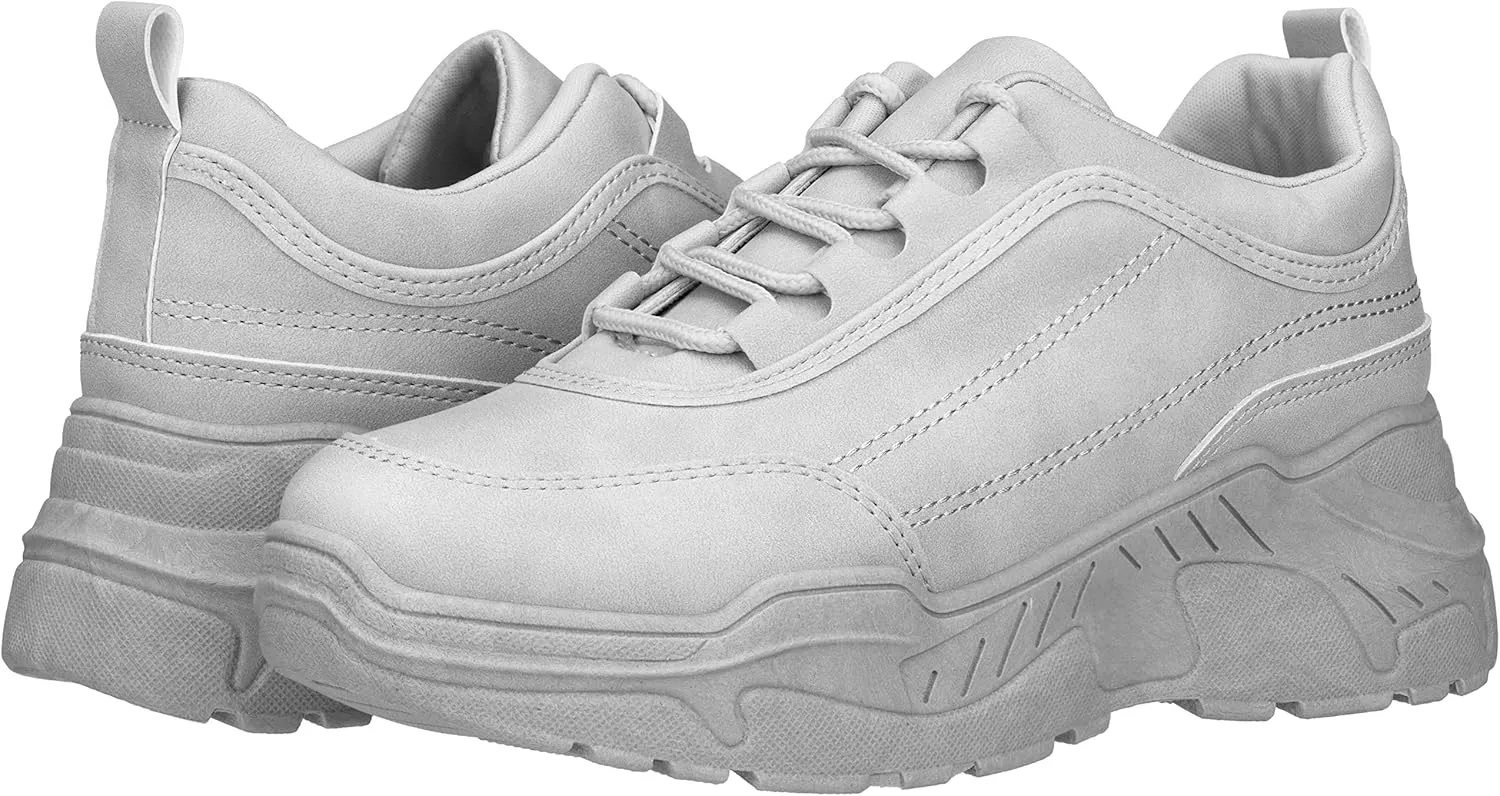 ILLUDE Women's Chunky Platform Sneakers Lace-Up Walking Shoes Fashion Chunky Sneakers Causal Dad Shoes
