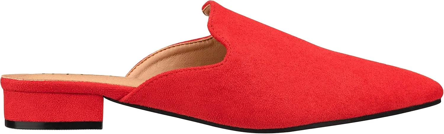 ILLUDE Women's Flat Mules Pointed Toe Backless Slip on Slides Loafer Shoes