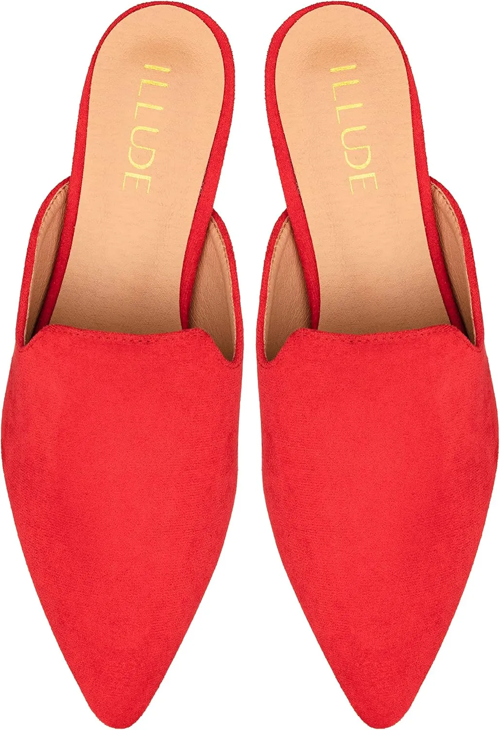 ILLUDE Women's Flat Mules Pointed Toe Backless Slip on Slides Loafer Shoes