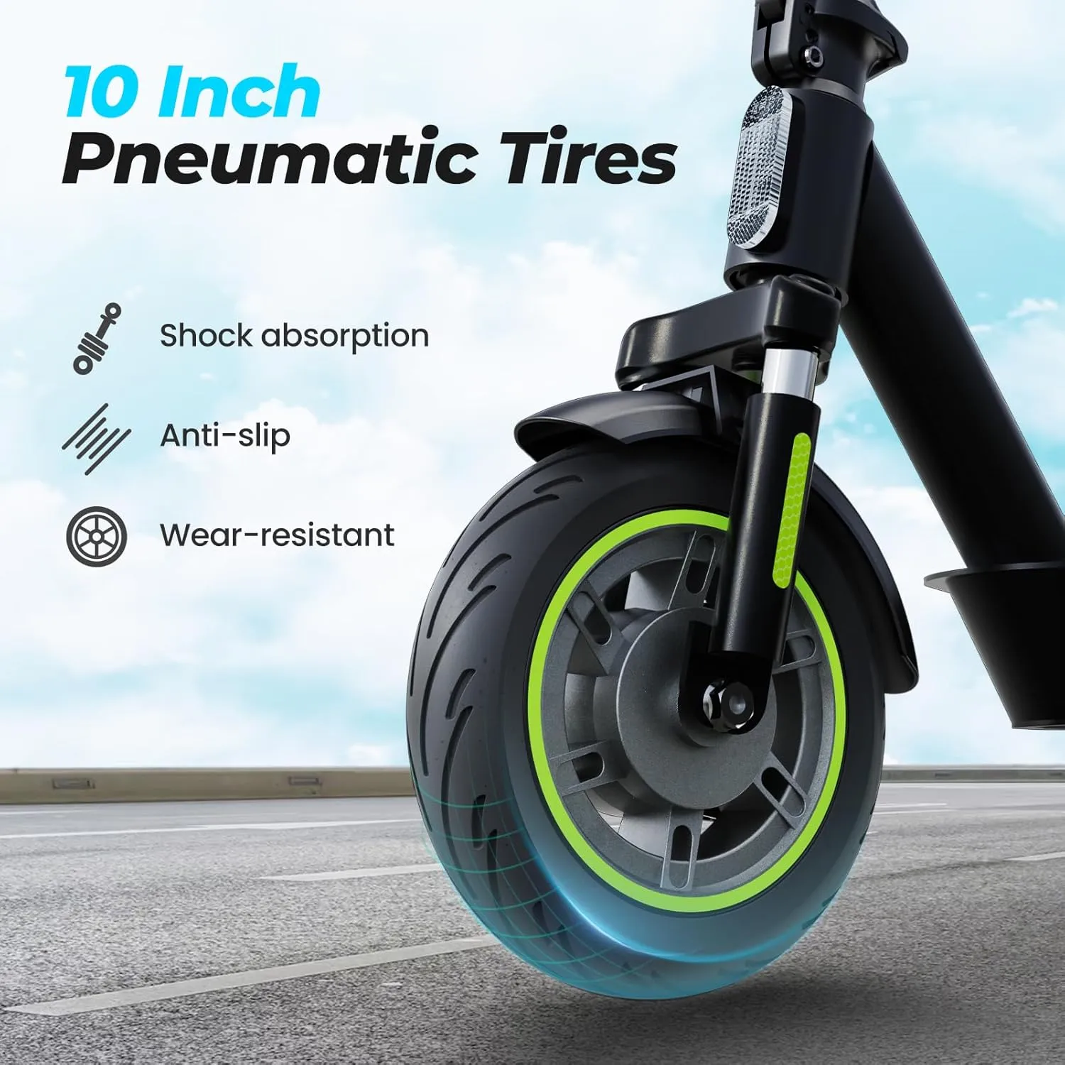 isinwheel Electric Scooter Adults, 38/32 Miles Range & 28/21 MPH Powered by 1000/800W Motor, 10" Pneumatic Tires, Folding E Scooter for Adults with Turn Signals and Dual Braking System