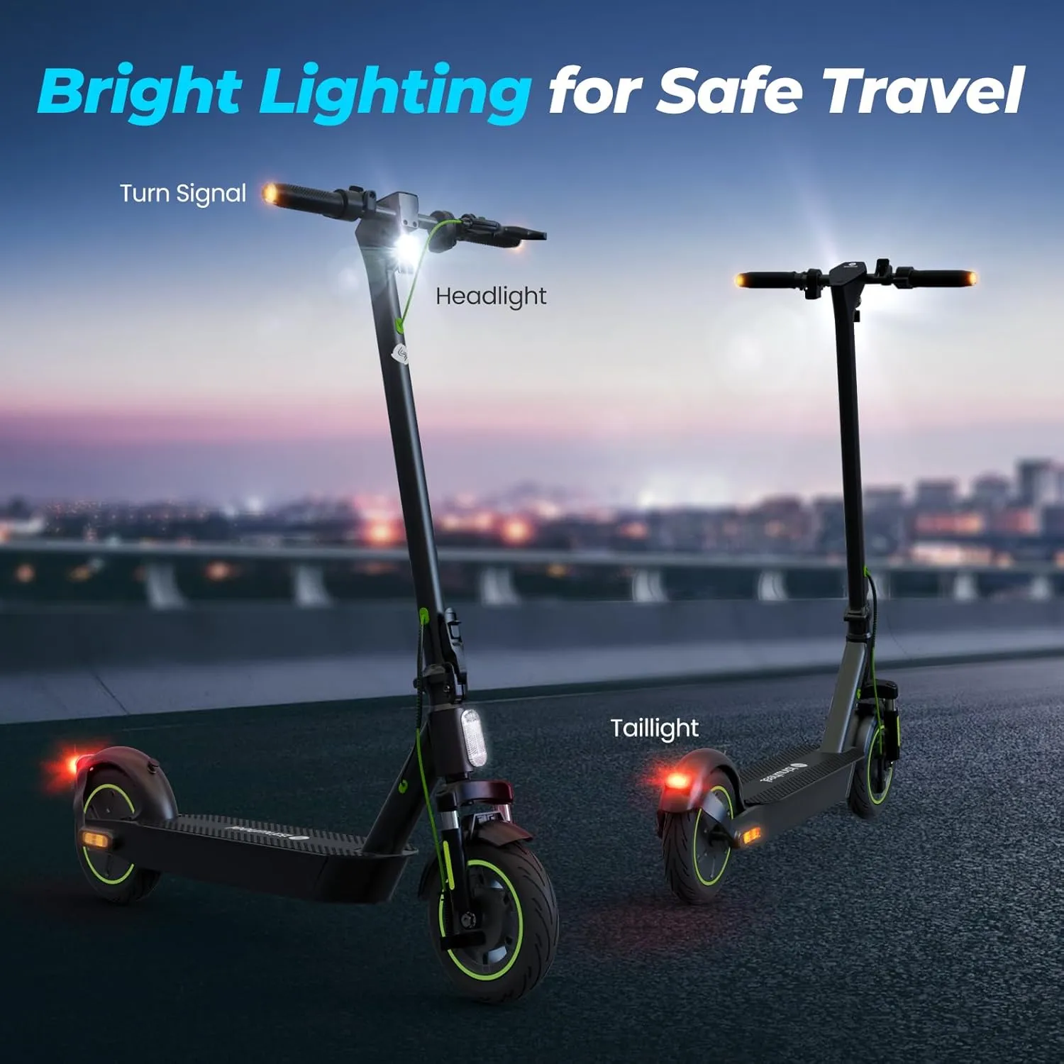 isinwheel Electric Scooter Adults, 38/32 Miles Range & 28/21 MPH Powered by 1000/800W Motor, 10" Pneumatic Tires, Folding E Scooter for Adults with Turn Signals and Dual Braking System