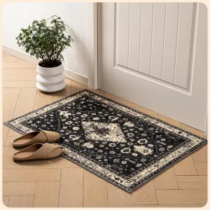 Istana 2x3 Area Rug - Black Boho Rugs for Living Room 2x3 - Foldable Small Rugs for Bedroom - Stain Resistant Washable Rug Non Slip - Eco-Friendly Area Rugs Indoor