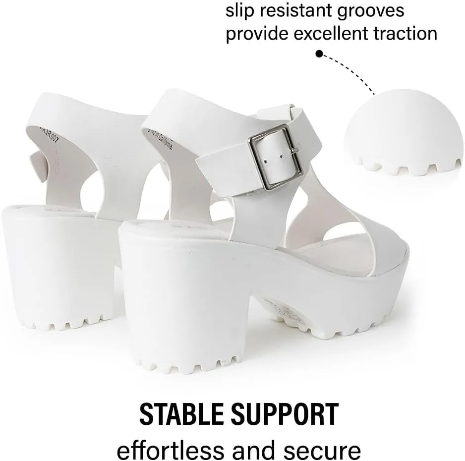 J. Adams Corby Platform Sandals Heeled Sandals for Womens - T-Strap Chunky Mid Heel Sandal Wedges for Women - Women's Footwear Platform Shoes - Summer Shoes for Women