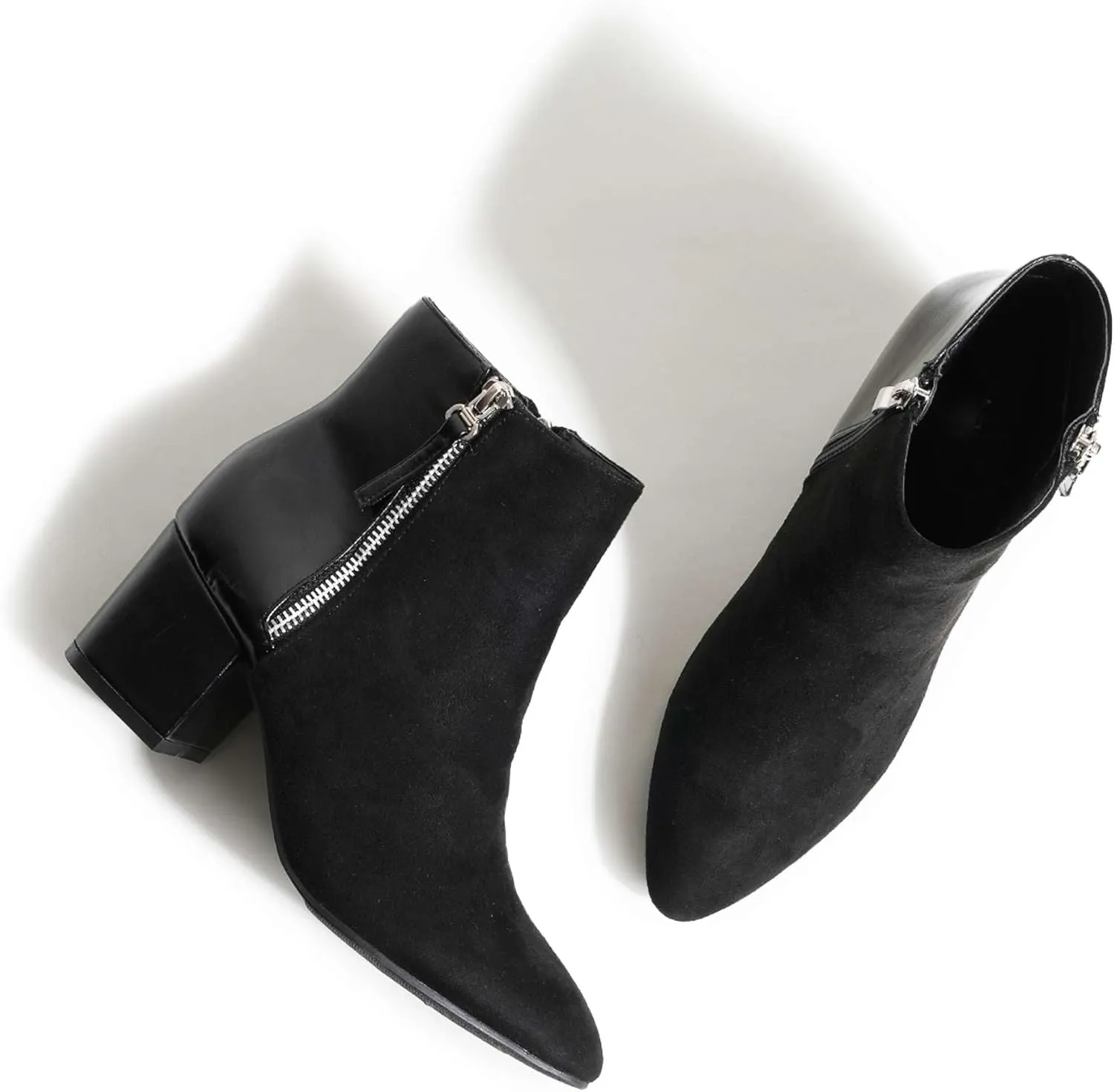 J. Adams Zuma Ankle Bootie – Closed Pointed Toe Low Block Heel Zip Up Boot