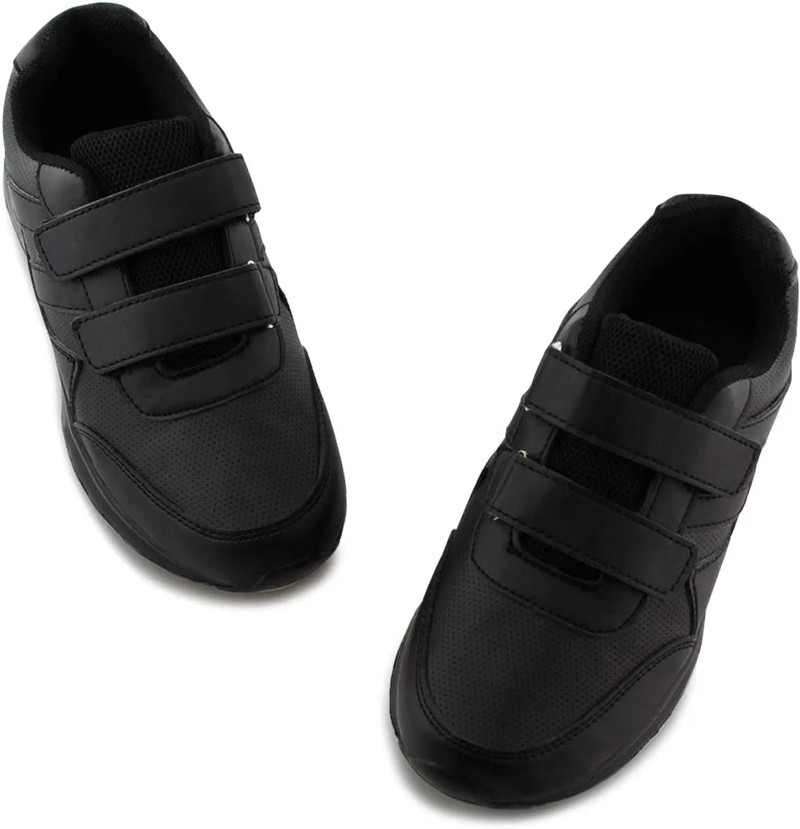 JABASIC Kids Black/White Hook and Loop School Uniform Sneaker